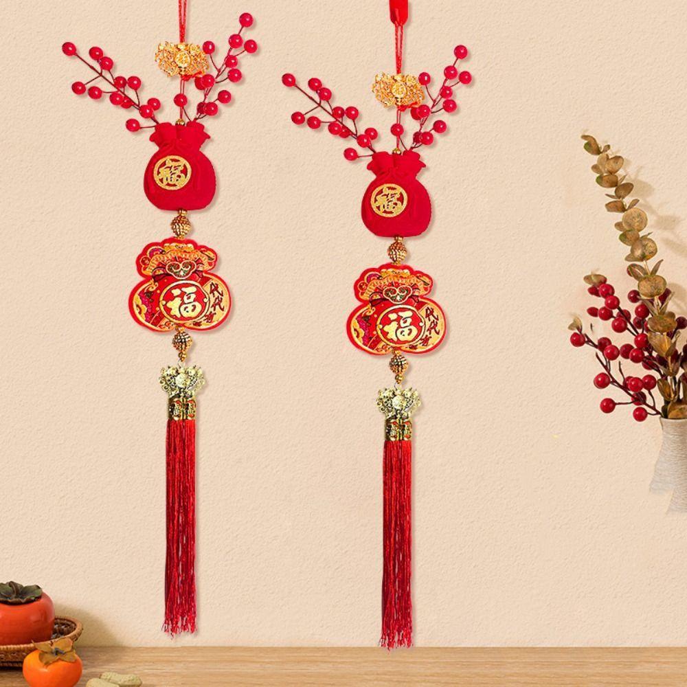 Traditional New Year Ornaments Reusable Creative Hanging Decoration with Tassel Exquisite Spring Festival Pendant Home