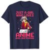 Y2k Cartoon Art for Women Teen Girl Anime Merch Sketch Unisexga TShirt Just A Girl Who Love Anime Saying Tee Novelty Gift Fashion