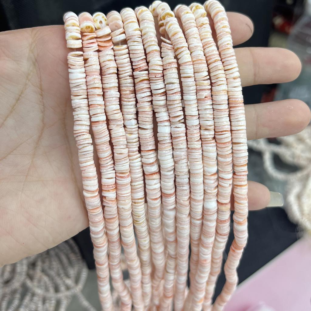 Natural Shell Heishi Spacer Beads 6mm - Smooth Polished Boho Beach Supplies for DIY Necklace & Bracelet Jewelry Making, Needlework 38cm Strand