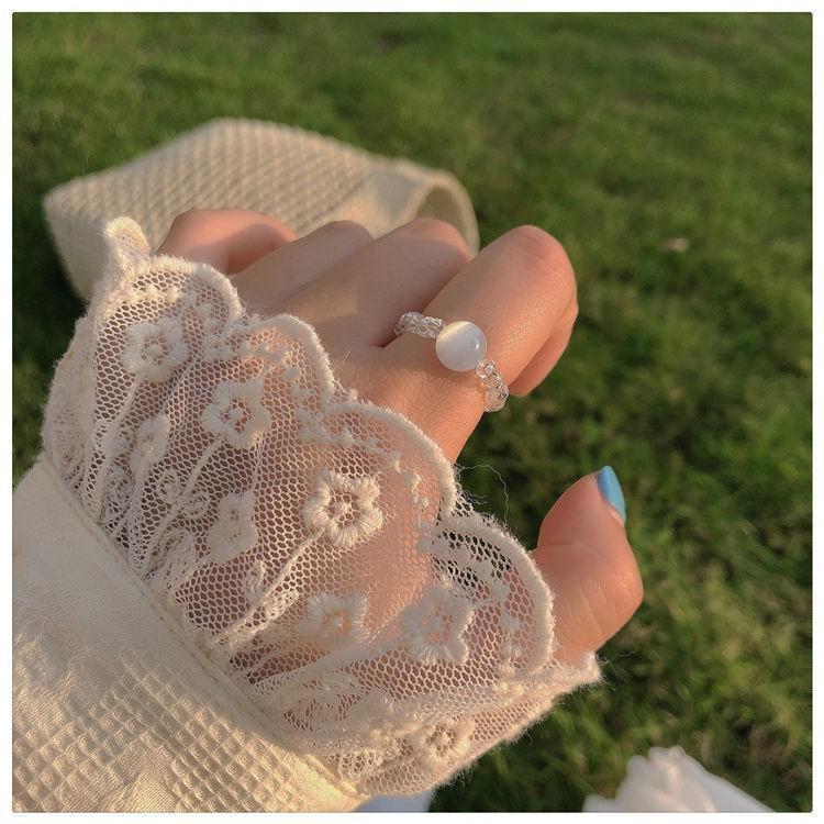 Elegant Adjustable Index Finger Ring: Minimalist Bow with Pearl for Women, Light Luxury, Exquisite Design