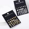 12pairs/set Fashion Hollow Out Delicate Diamond Earrings Set