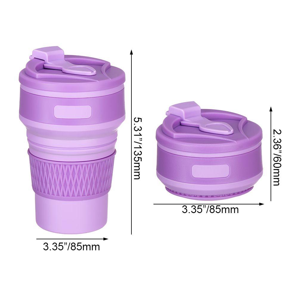 350ML Lebensmittelqualität Reise Camping Outdoor Trinkfaltbecher Zusammenklappbarer Silikonbecher Tee Kaffeetassen mit Deckel