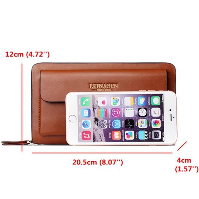 WEIXIER Men Wallets with Coin Pocket Zipper Double Zipper Male Wallet Long Large Men Purse Coin Clutch Bag Black Business