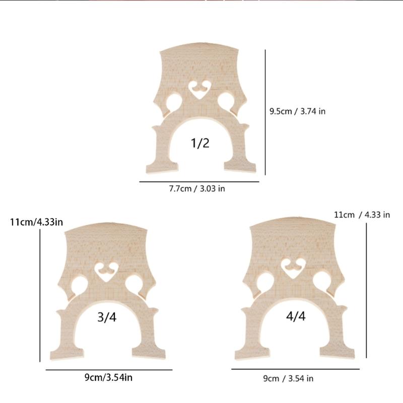 Wood Cello Bridge Musical Accessories Ergonomic Cello Bridge for 1/2 3/4 4/4 Instruments Superior Tone Projection Design