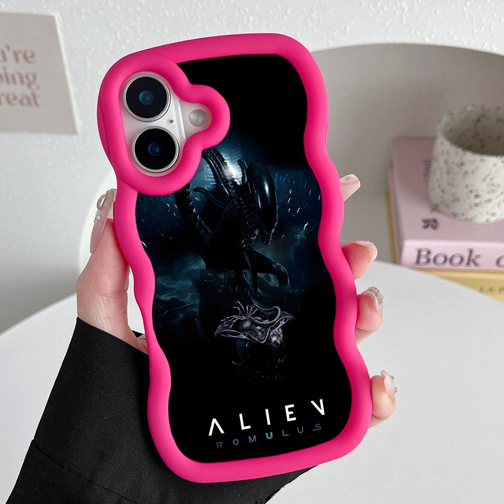 Alien Romulus Mobile Cell Phone Case for iPhone 17 16 15 14 13 12 11 Air Pro Max Plus Wavy Edge TPU Colorful Cover Cover