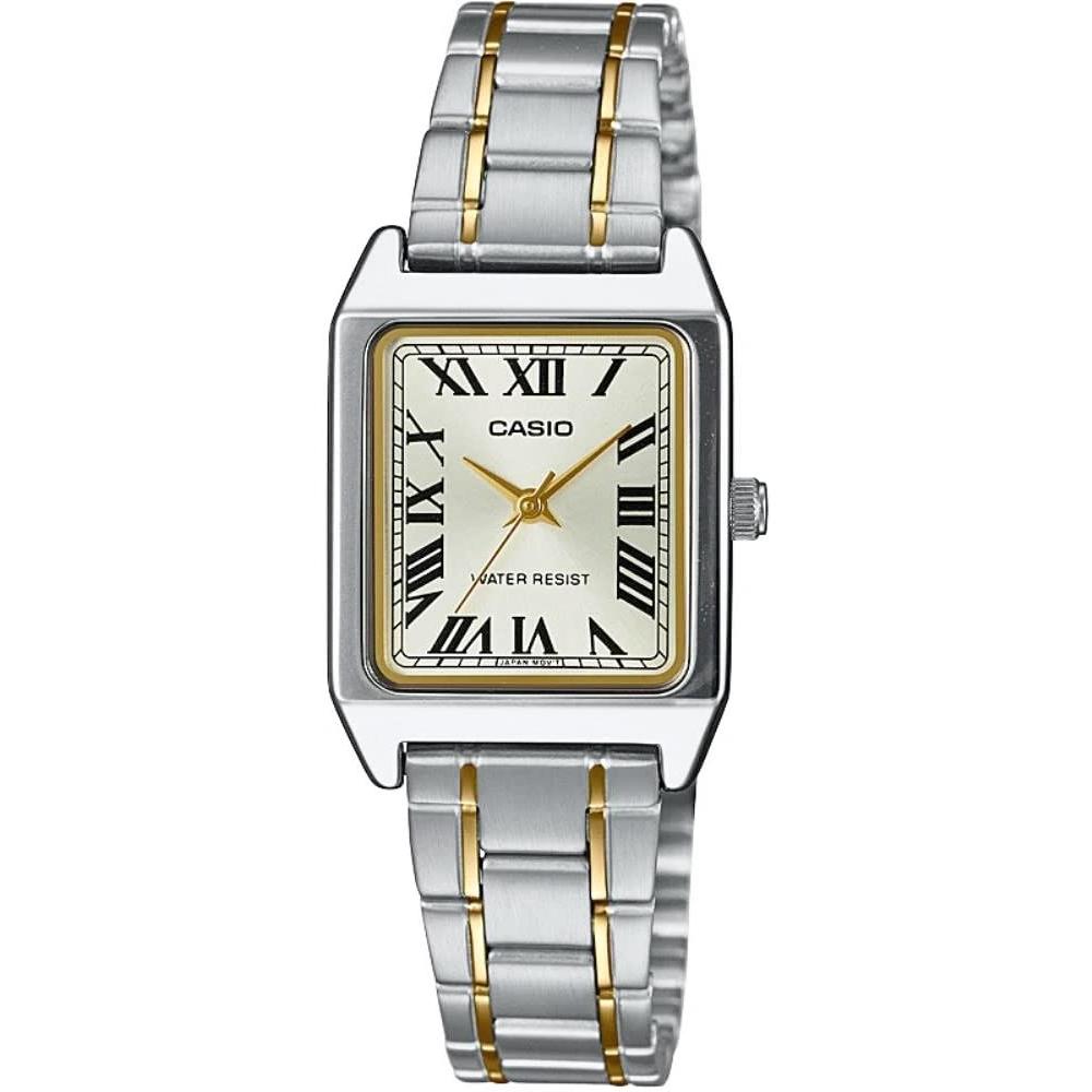

Casio Стандартные кварцевые женские наручные часы Ltp V007sg 9b с серебряным и золотым металлическим ремешком, модель Overseas []
