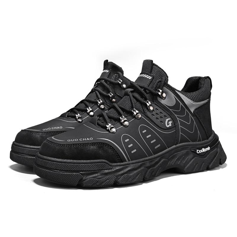 Fashion New Leather Sneakers Breathable Men Casual Shoes Comfortable Walking Shoes Non-Slip Outdoors Hiking Shoes Fashion Men's Shoes