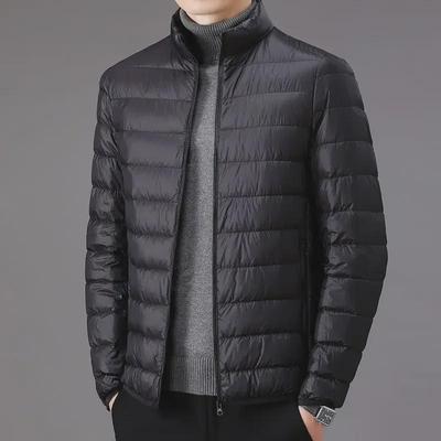 Giacca Imbottita Leggera in Cotone con Cappuccio da Uomo di Marca Autunno/Inverno - Corta, Collo Alto, Stile Sottile per Uomini di Mezza Età e Giovani