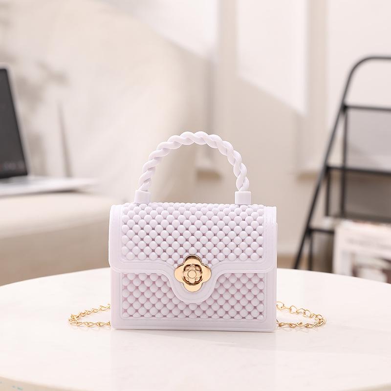 Children's Small Square Bag 2024 New Jelly Bag Pvc Hollow Mini Chain Messenger Bag Handbag