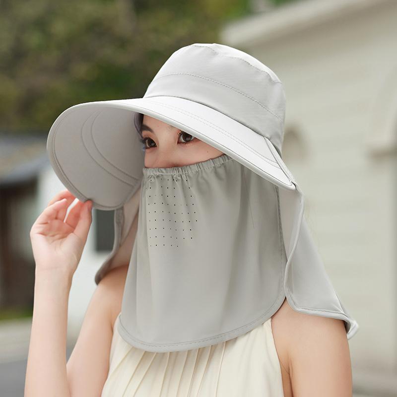 Summer Hats Women, Face-Shielding Shawl, Fisherman's Hat, Outdoor, Breathable Tea-Picking Hat Large-Brimmed