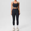 Women's Fashion Solid Color Back Top Tight Breathable Yoga Suit Set Sports Running Fitness Pants Two Piece Set