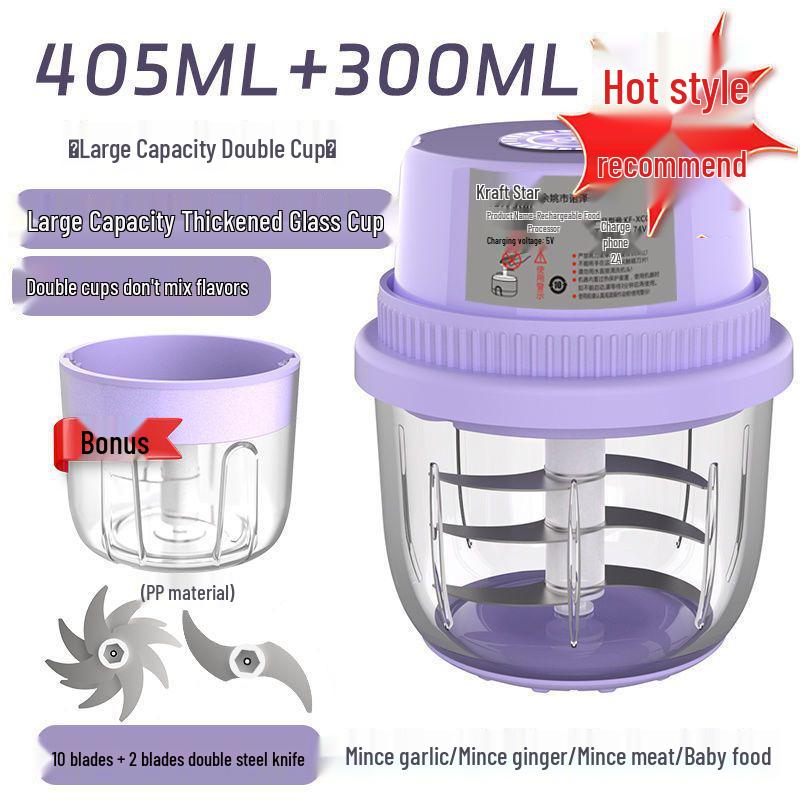 Brand Wireless Garlic Masher and Pepper Grinder: Kitchen Household Meat Grinder and Baby Food Maker