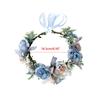 Blue Flower Hair Wreath Headband Crown Garland with Adjustable Ribbon Festivals Wedding Party Headpiece for Women Girl