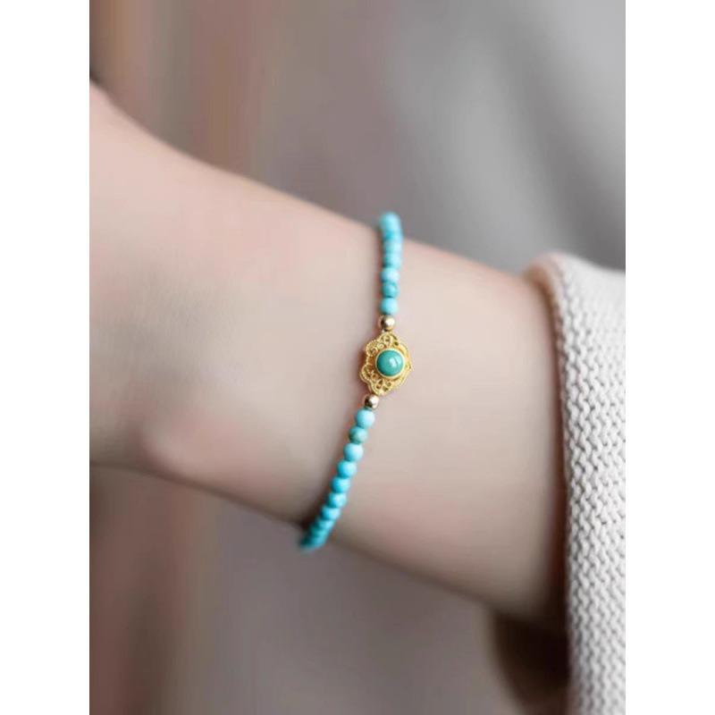 Wysokiej jakości Bransoletka z Zielonego Agatu Chalcedonu i Pereł - Chiński Styl Damska Biżuteria z Koralików