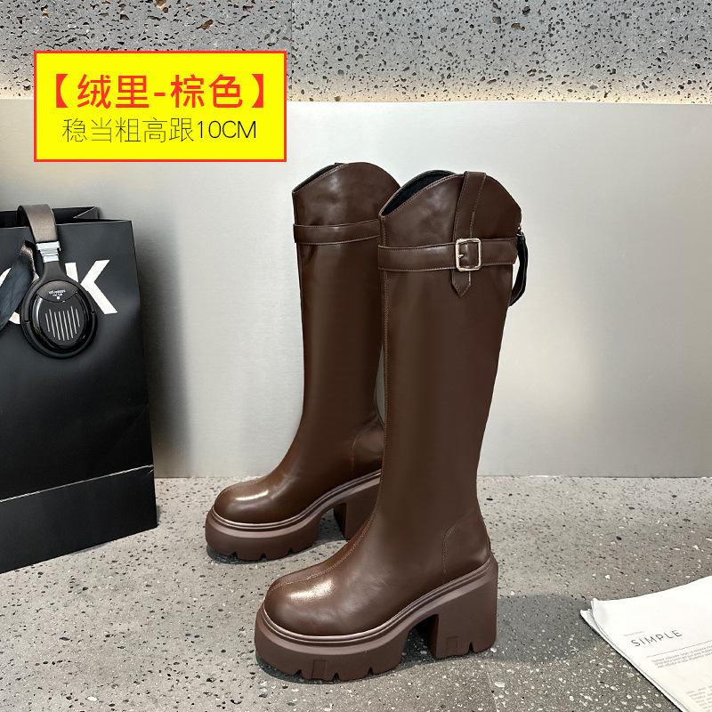 

Small knight boots but knee high boots women s 2025 winter new versatile thick heel platform boots women 33