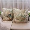 7COLORROOM Nautical Throw Pillow Covers 18 X 18 inches,Vintage Map Background Seashell Starfish Cushion Cases Beach Sea Style Design Home 4Pack