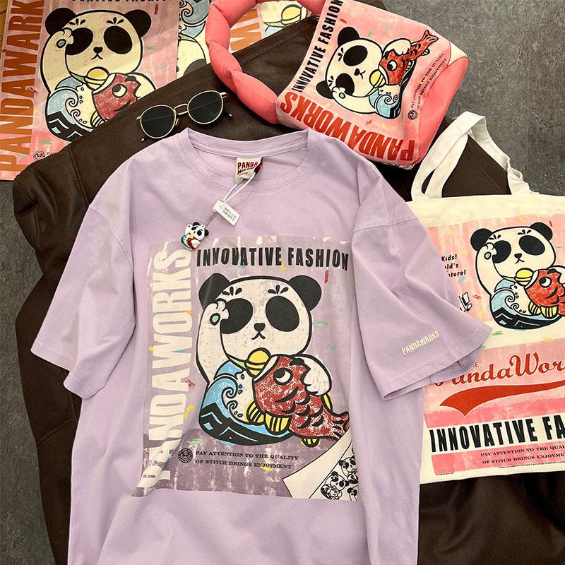 Pure Cotton Cartoon Bear Short-sleeved T-shirt for Women In Summer New Korean Style Loose Design Versatile Large-size Top