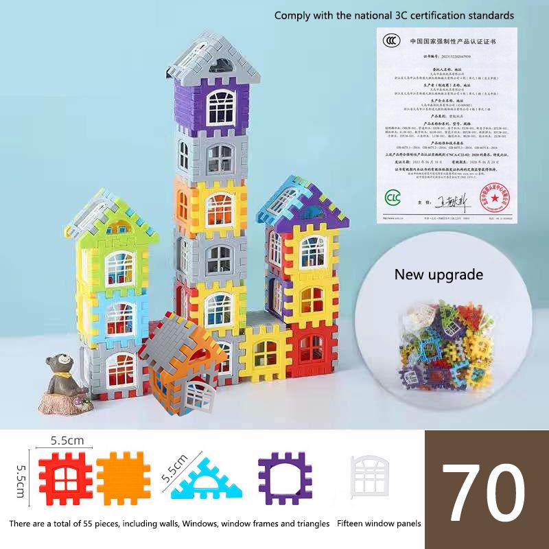 1 Set Puzzle Toy Colorful Window Opening Plastic Building  Stem Building  Colorful Interlocking Components