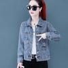 Vintage Crops Trendy Turn Down Collar Jackets Women Basic Solid Outwear Half Sleeve Denim Jacket Women