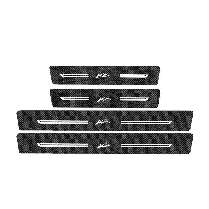 AAANG1 For Ford KA Logo Carbon Fiber Car Interior Door Sill Anti Kick Sticker Scuff Scratch Badge Car Trunk Rear Bumper Stickers