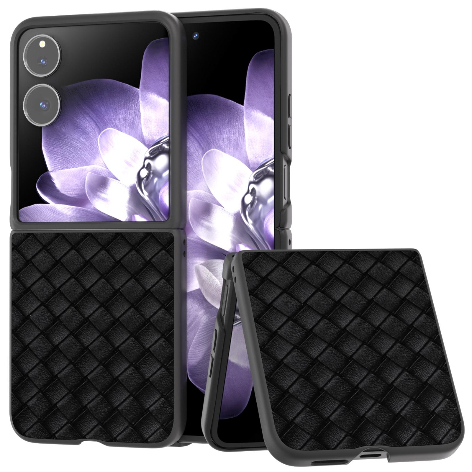 

Чехол для Xiaomi Mix Flip 5G, Тканевая текстура, Покрытие из ПУ кожи, Чехол для мобильного телефона из ПК Black