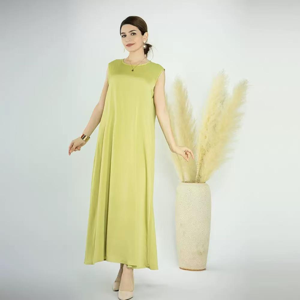 2025 Solid Color Loose Sleeveless Long Dress - European & American Style