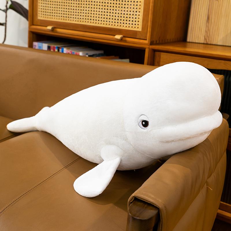 Large Beluga Whale Plush Pillow - Marine Animal Series 60 cm