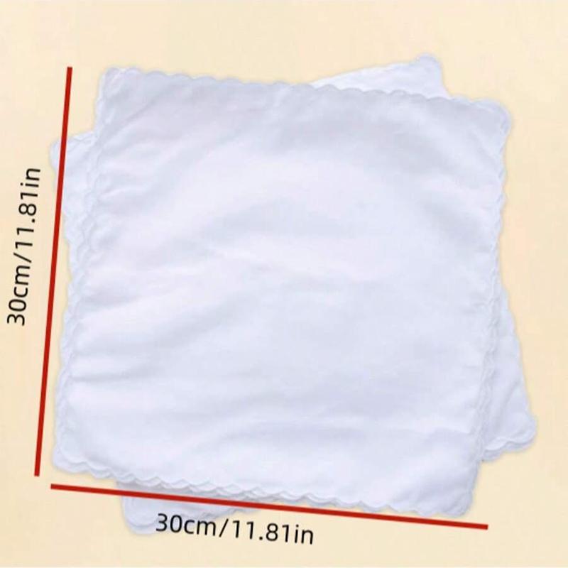6pcs/Cotton handkerchief fan-shaped pocket square towel white 30cm
