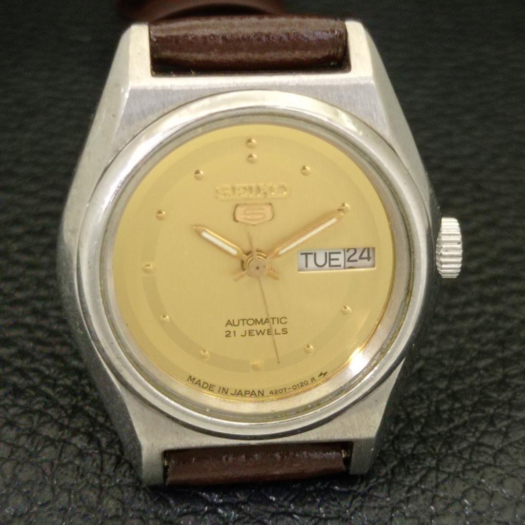 SEIKO 5 AUTOMATIC VINTAGE 4207A JAPAN WOMENS ORIGINAL DIAL WATCH a704242-1 R213i-a704242