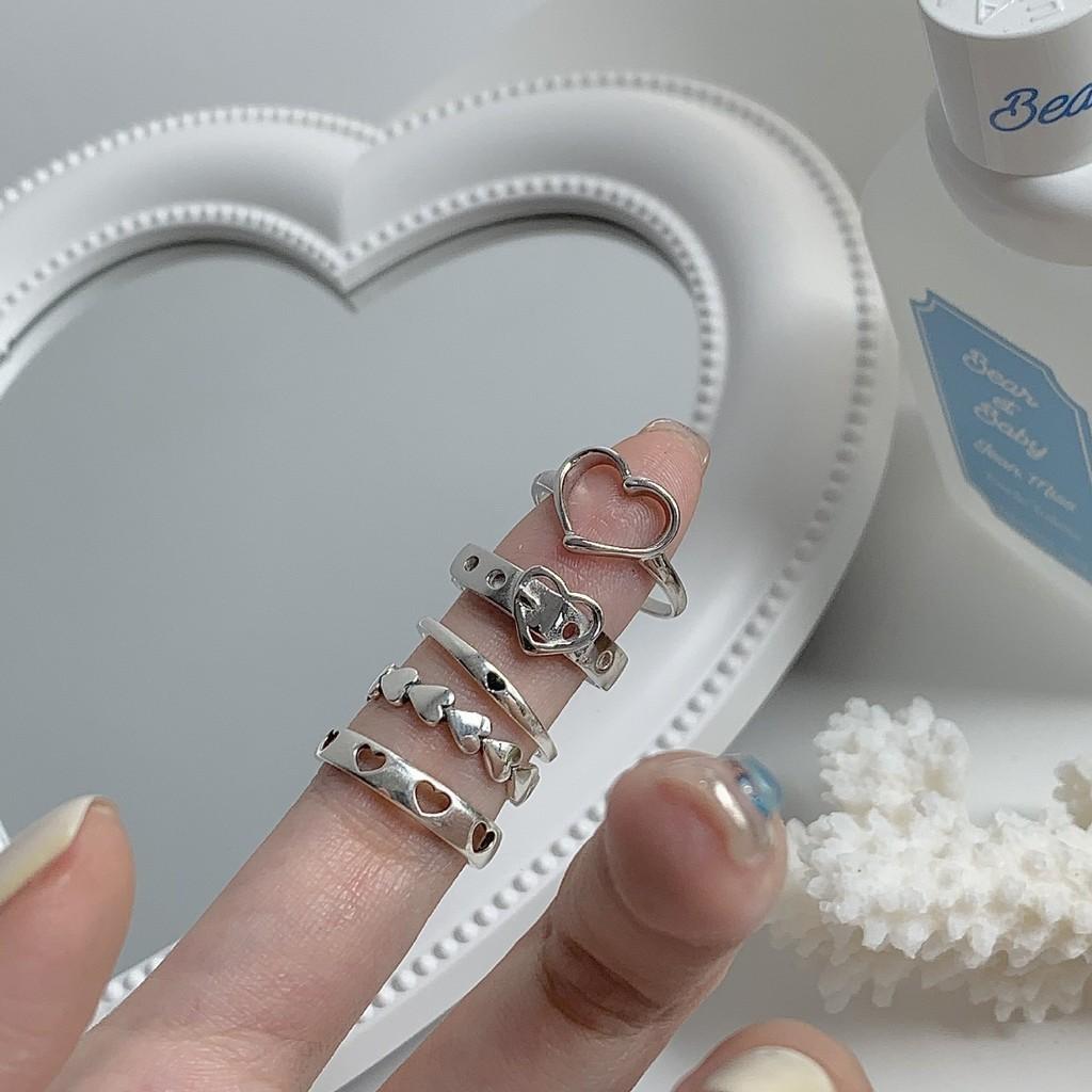 925 Crafted Beautifully Sterling Silver Heart Ring With Adjustable Design And Unique Patterns For Fashionable Women Gifts And