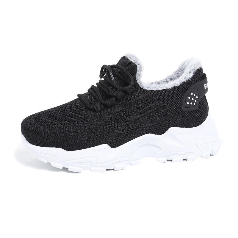 Women's Fall Winter Fleece-Lined Flyknit Athletic Dad Sneakers.