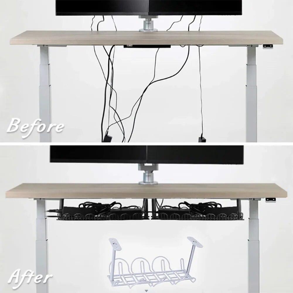 ABS 360mm Tischsteckdose Aufhängehalter Steckdosenleiste Aufbewahrungsregal Festschraubbar Kabelmanagement-Schale für Büros Zuhause Kabel-Organizer