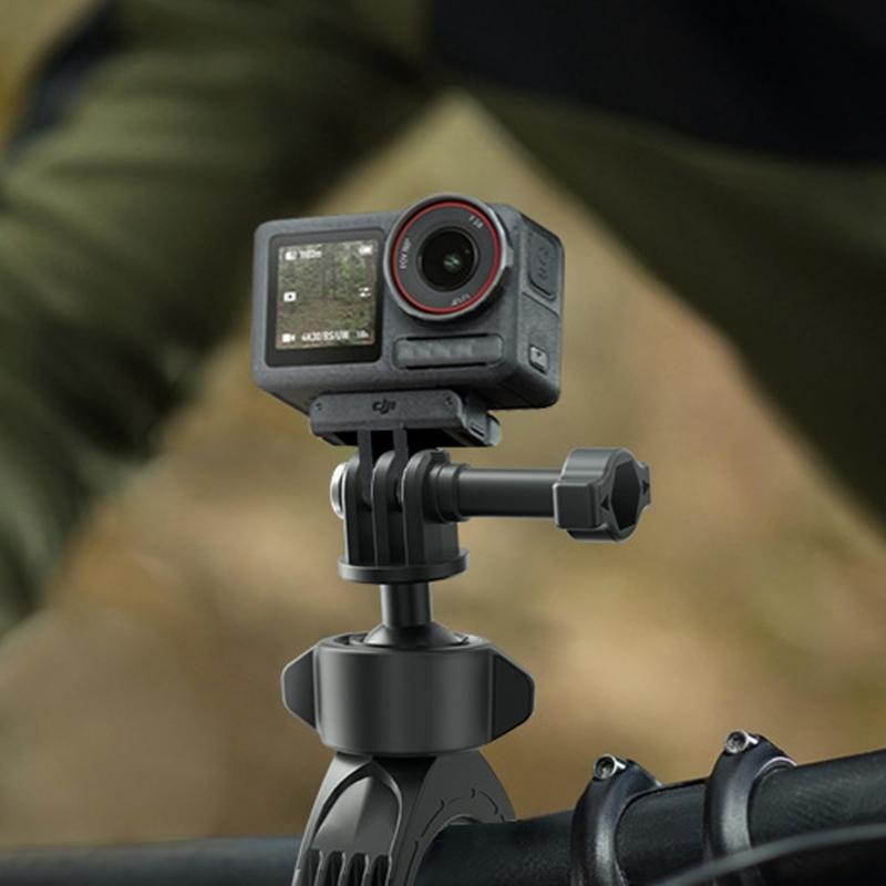 Aluminum Bike Handlebar Clamp for Sports Cameras with Double Swiveling Joints Lightweight