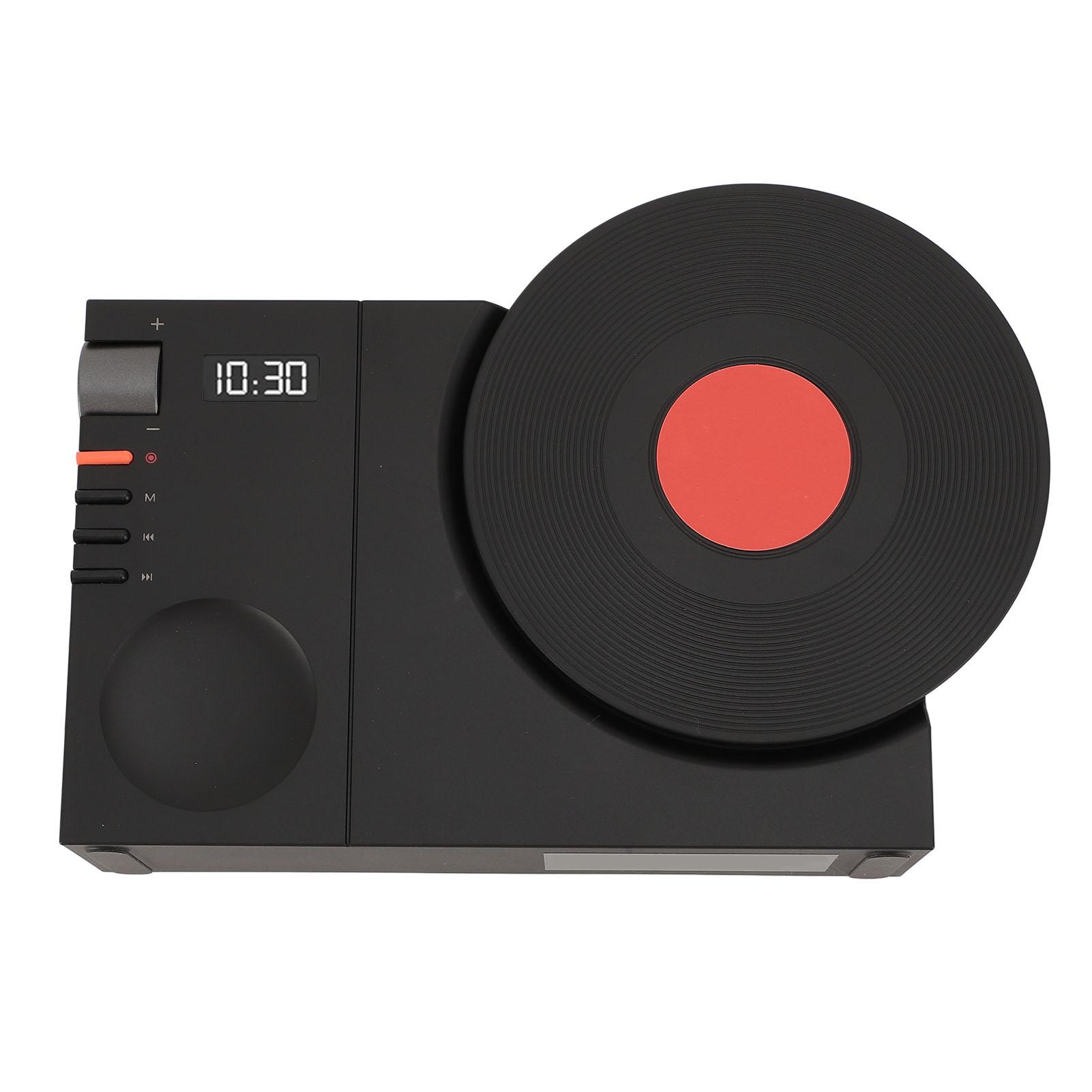 Vintage   Speaker Tabletop Retro Clock Speaker Rotating Retro Record Player Shape Speaker for