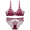 Ultradünnes Push-Up-BH-Set aus französischer Spitze: Kabellos, Mit festen Cups, Sexy Design für einen schlanken Look