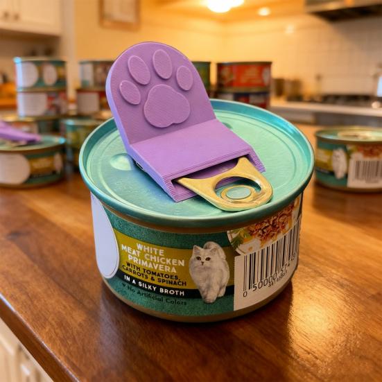 5/10Pcs 3D Printed Can Opener Cat Paw Manual Can Opening Tool Kitten Dog Food Can Tab Opener Kitchen Gadget Seniors Arthritis Chef Gift
