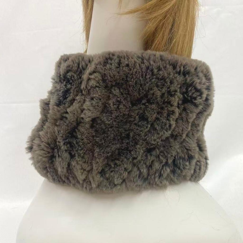 Fluffy Winter Fur Hats for Women Soft Warm Elastic Rabbit Fur Headbands Neck Warmer Fashion Ring Scarf