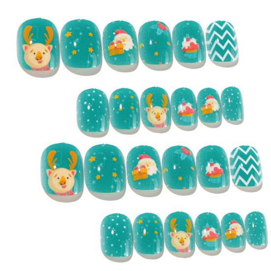 24Pcs/Set Kids Art Tips Christmas Style Extending Nails Portable Delicate Christmas Self Adhesive Nails Tips for Children