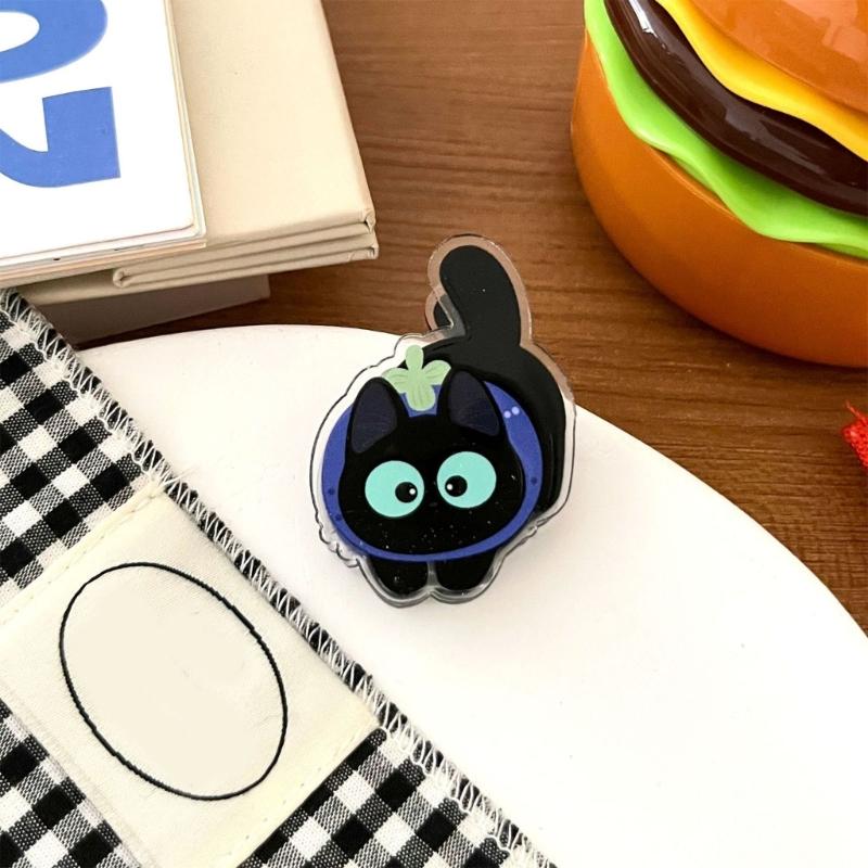 Acrylic Bag Closures with Black Character Artwork, Set of 8 Small Pieces for Kitchen Storage, Treat Bags, Seasoning Packets, and Drawer Order