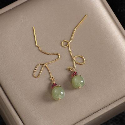 Gold Farbe Grün Stein Tropfen Ohrringe Für Frauen Ohr Linie Lange Hängende Ohrringe Schmuck Mädchen Geschenk