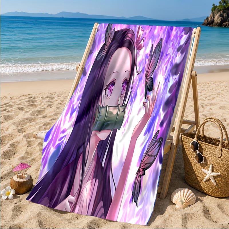 Butterfly Nezuko Fantasy Beach Towel Microfiber Beach Towel, Lightweight and Quick-Dry, for Summer Travel, Swimming Pool Fan Birthday Gift