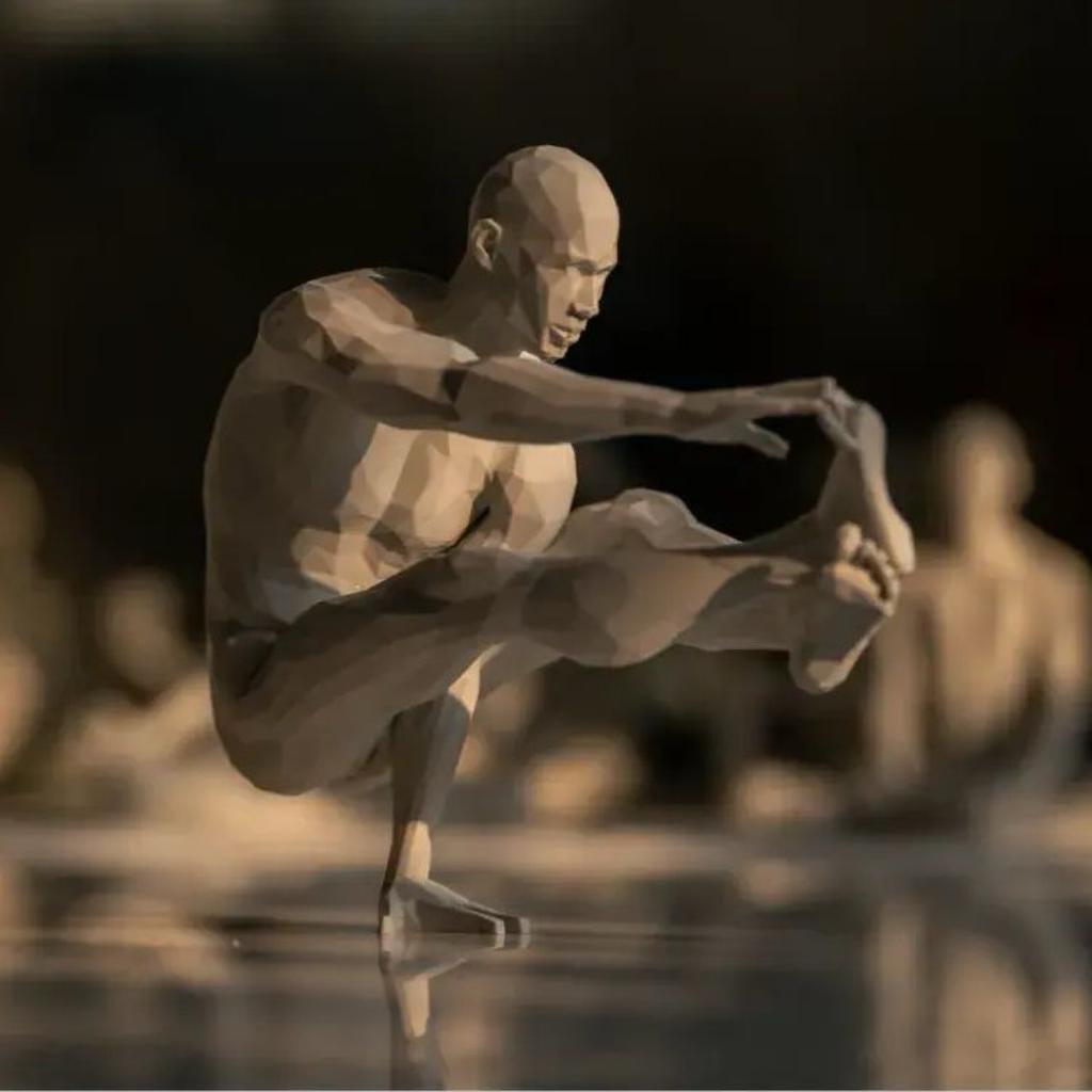 3D Yoga Pose Figurine – Male Plastic Desktop Ornament for Home & Office Decor
