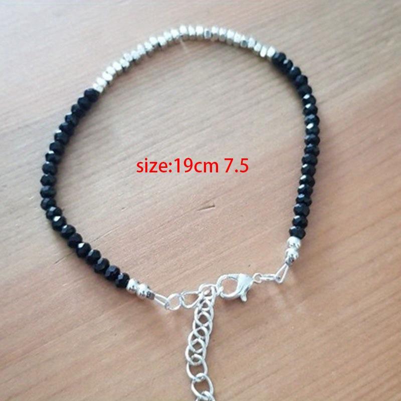 Schwarzes Spinell-Armband, Silberperlen-Armbänder, Karen Hill Tribe Stapelperlen-Armband