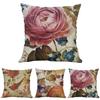 Premium Retro Flower Linen Pillow Case For Stylish Sofa Home Decor 18 Inches