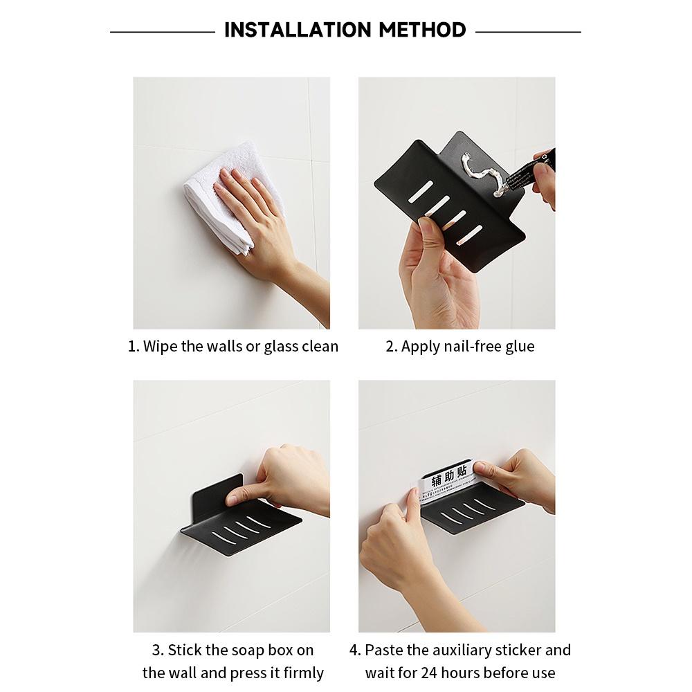 1pcs Stainless Steel Soap Rack Wall Mounted Soap Holder Soap Box Waterproof Rustproof Bathroom Draining Rack Shelves Accessories