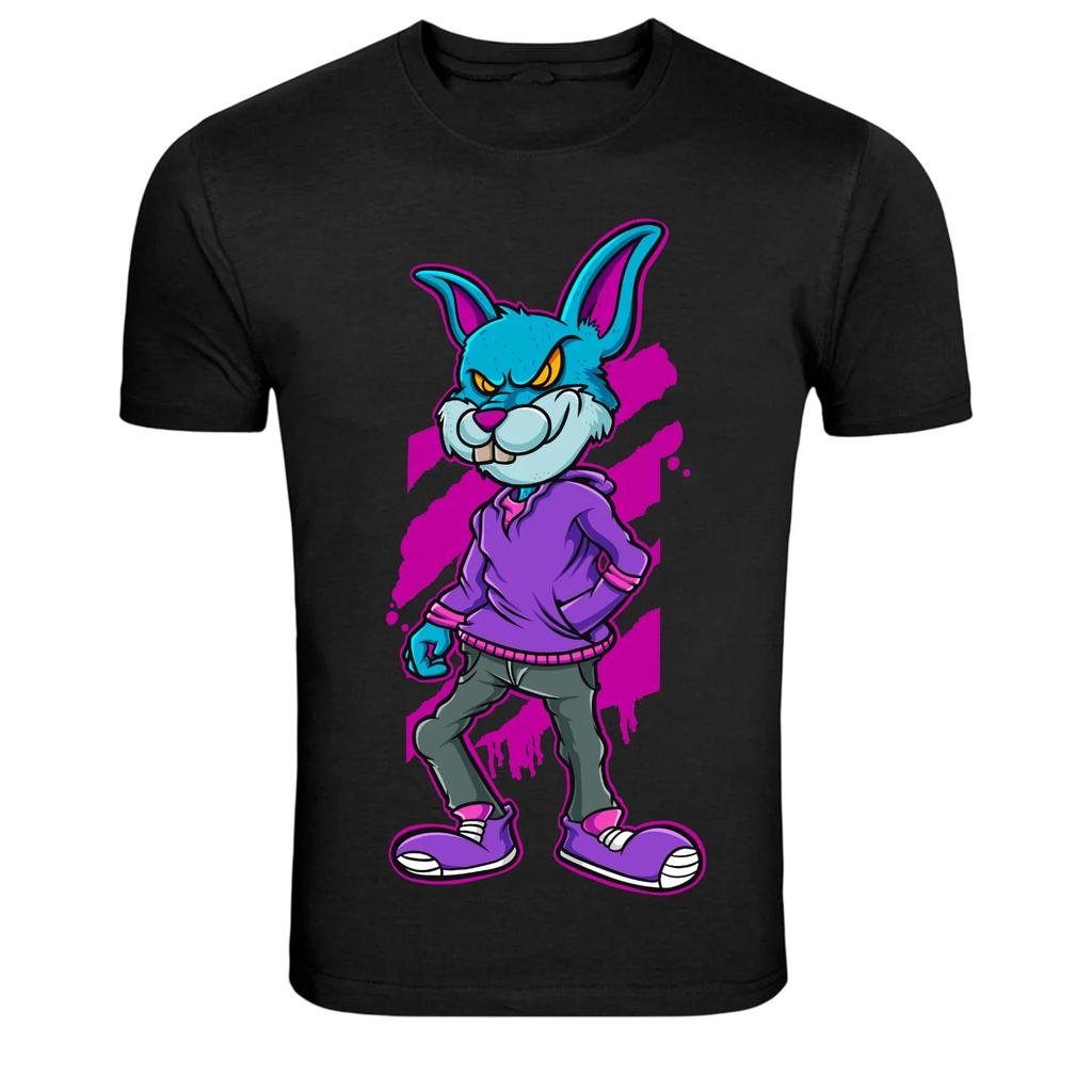 Neon Street Bunny Hoodie Cartoon Graphic T-Shirt