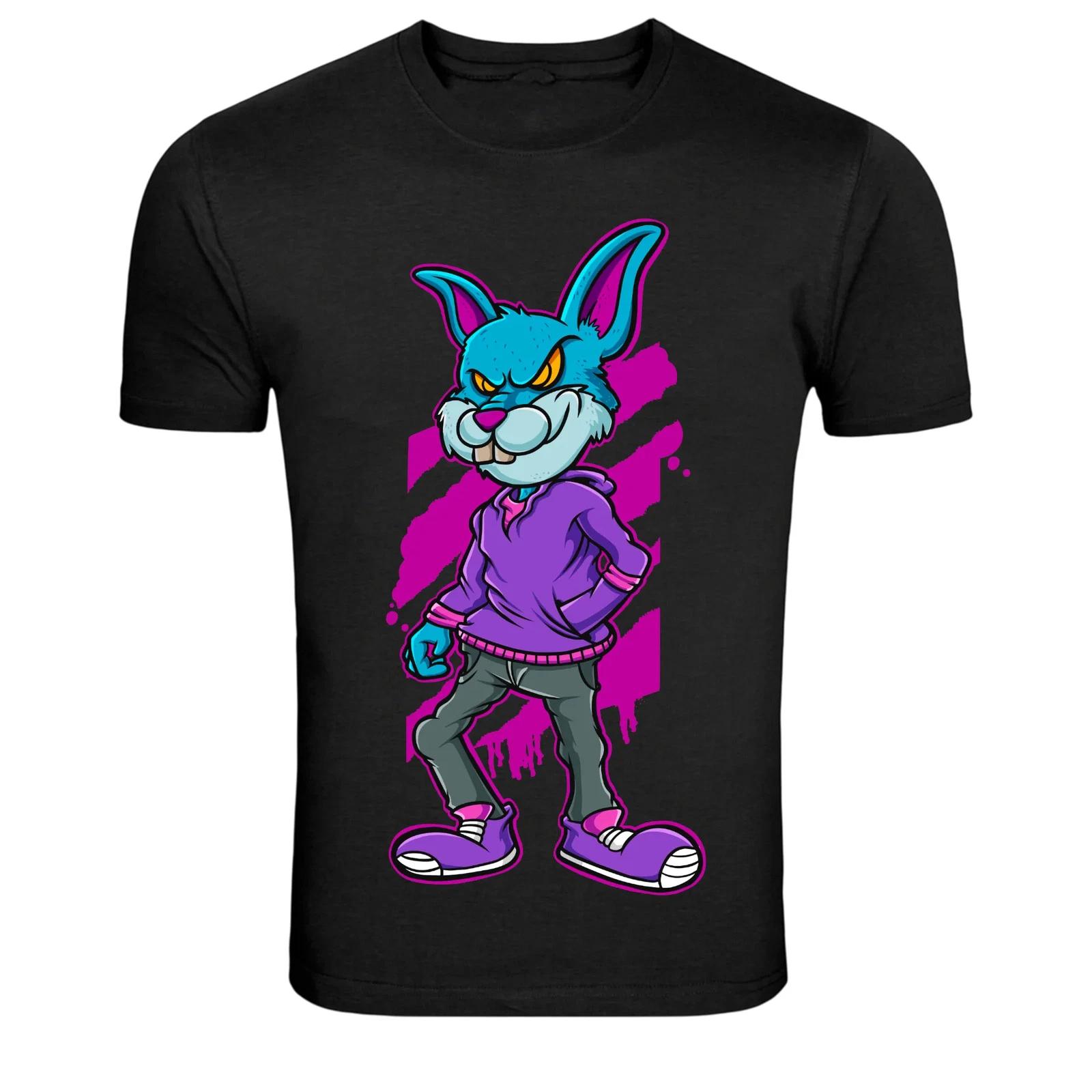 Neon Street Bunny Hoodie Cartoon Graphic T-Shirt 4XL
