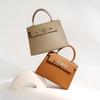 New Cowhide Medium Chain Flip Small Square Bag Commuter Shoulder Crossbody Handbag Women