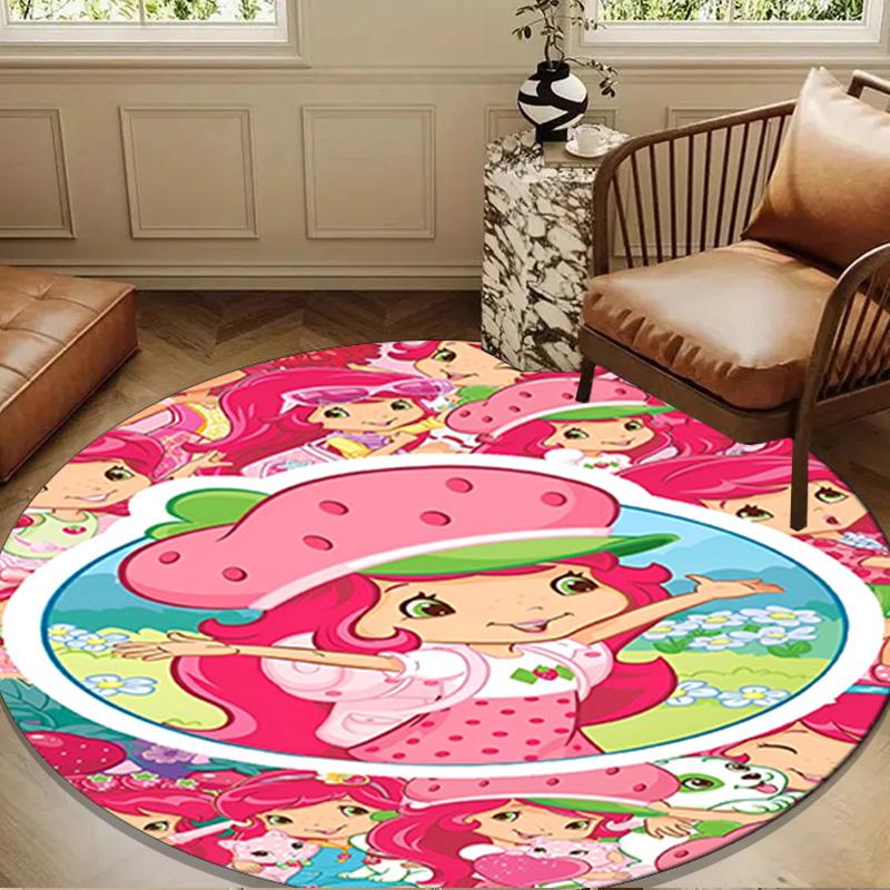 Straw-berry Friends Round mat, Anti-slip Circle Carpet Chair rug For livingroom,Bedroom, doormat home decor Gift Christmas Gifts