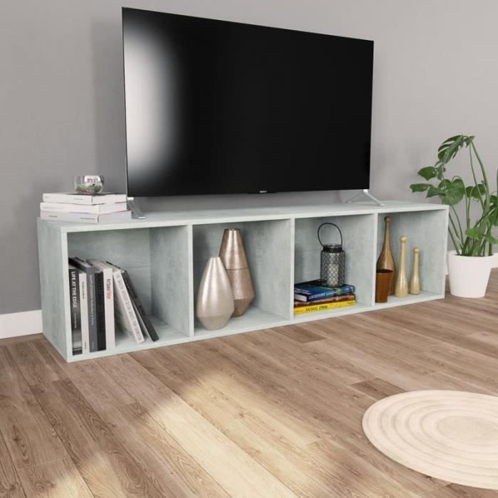 Bibliothèque - vidaXL - Gris béton - 4 étagères - 36 x 30 x 143 cm - Meuble de salon